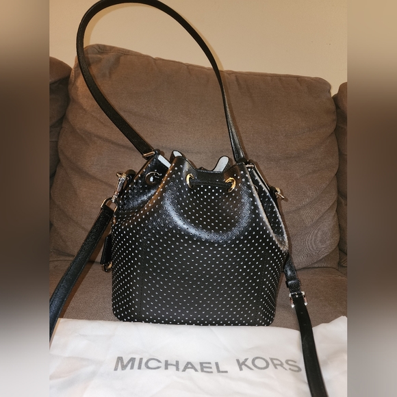 MICHAEL KORS Perforated Leather Bucket Bag - Picture 2 of 15